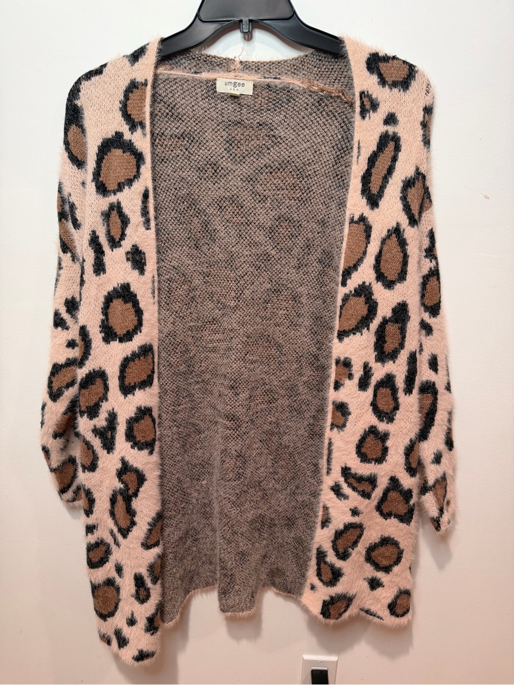 Umgee Blush Pink Leopard Print Open Cardigan